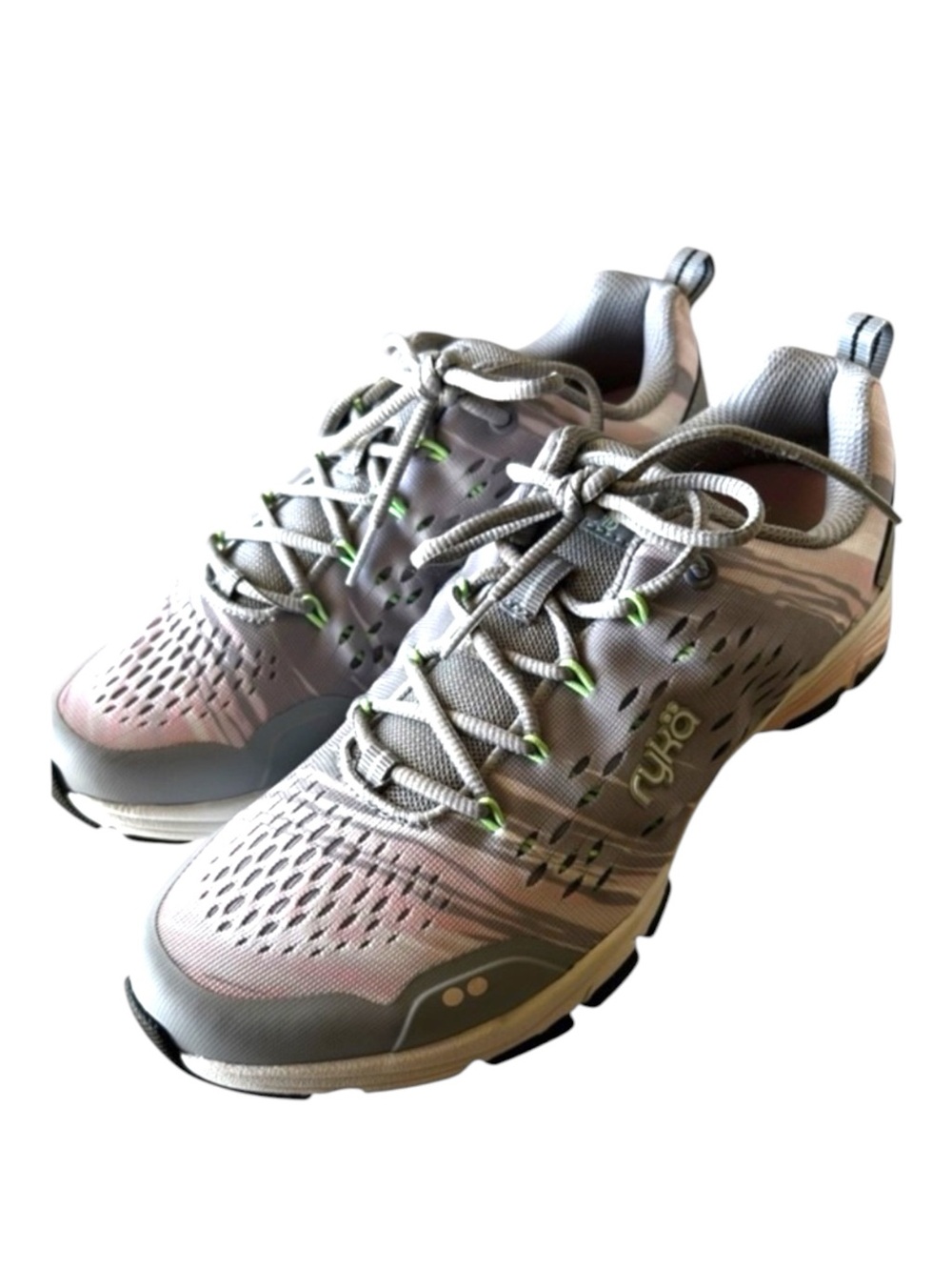 Ryka Vivid RZX Light Gray Training Sneakers Pink Gradient Women’s Size 10W